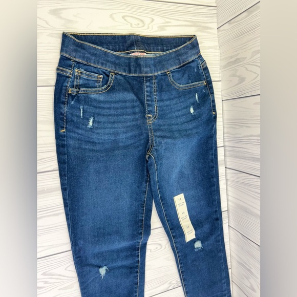 Cat and Jack Girls Ripped Jeans Pull on Skinny - Picture 3 of 5